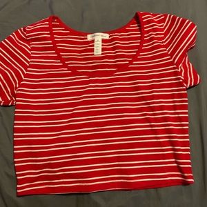 Red striped crop top